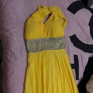 Yellow Maxi Dress with Silver Accents